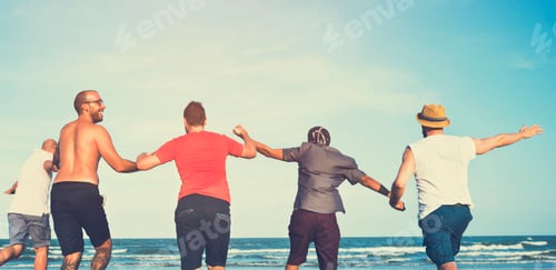 Preview: Young People Running Cheerful Concept