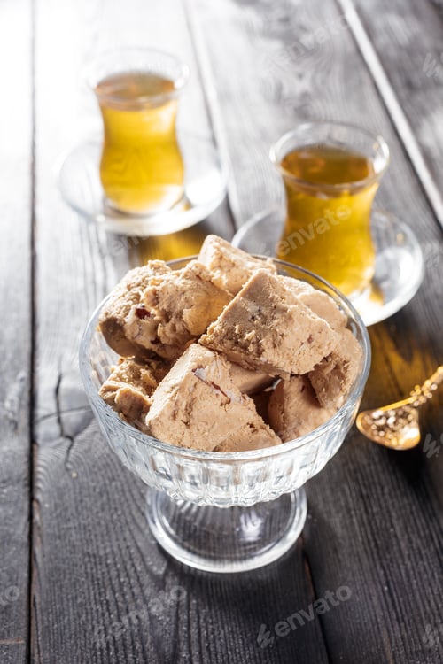 Preview: Tasty halva with tea on the table