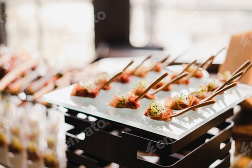 Preview: Catering banquet table at the reception.