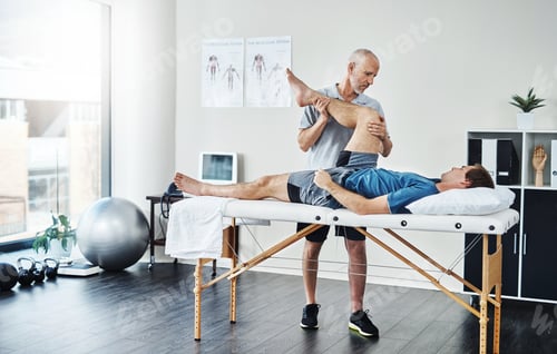 Preview: How does it feel now. Shot of a physiotherapist treating a patient.