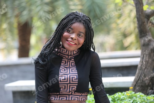 Preview: Portrait of young African American women outdoor posed.