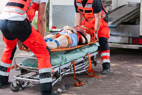 Preview: Woman after accident on the stretcher
