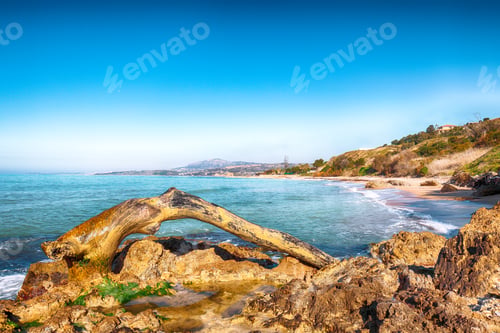 Preview: Fantastic view azure sea glowing by sunlight