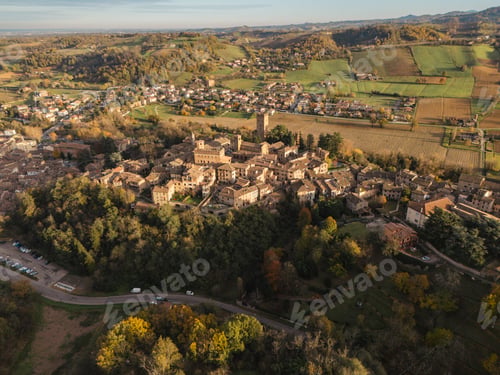 Preview: Castell'arquato medieval village shining in emilia romagna hills during a sunny autumn day