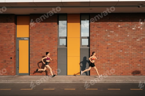 Preview: Women sprinting in the morning outdoors.