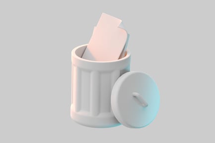 Preview: White trashcan with paper waste