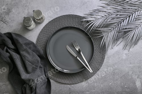 Preview: Gray table plate and utensils
