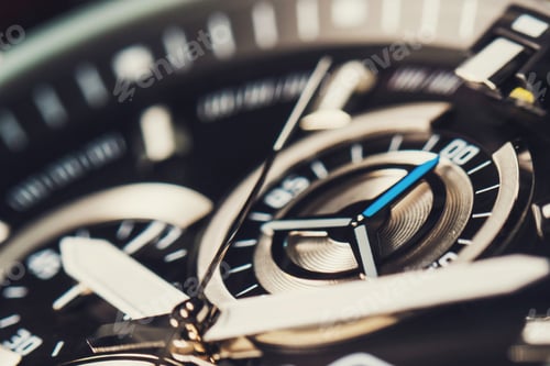 Preview: Mechanism, clockwork of a watch with jewels, close-up. Vintage luxury background.