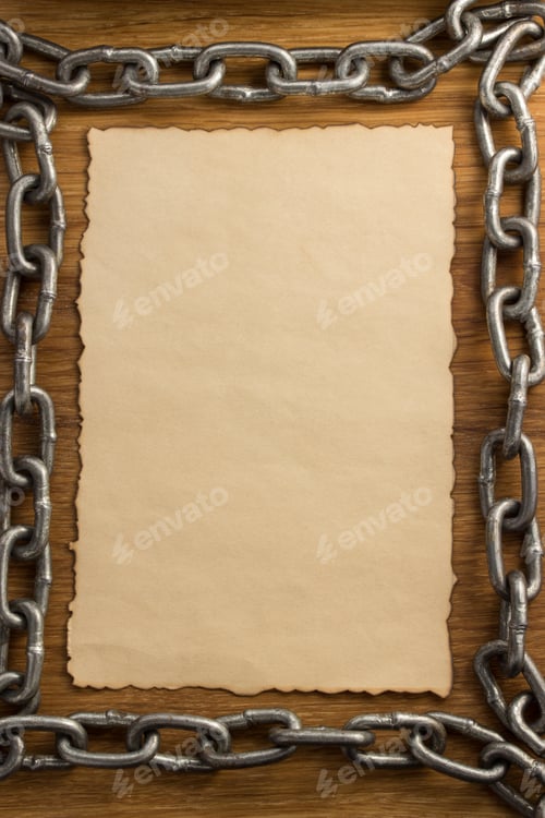 Preview: metal chain and old paper