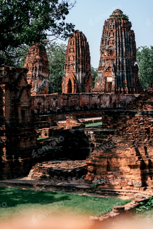 Preview: Visit the world. View on the ancient temple in Asia. Copy space