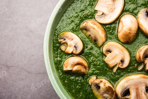 Preview: Palak Mushroom is an Indian curry dish