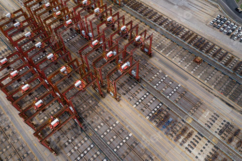 Preview: Kwai Tsing, Hong Kong 24 June 2020: Top down view of Hong Kong container port