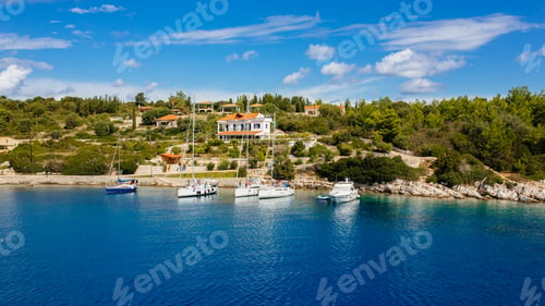 Preview: Island of Greece with port and boats on the island of Kefalonia