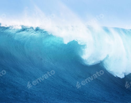 Preview: Large Blue Surfing Wave