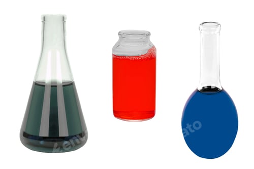 Preview: Chemical laboratory flasks with liquid isolated