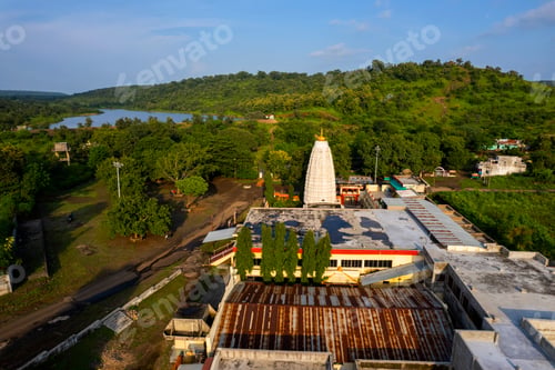 Preview: Aerial view of old Hindu temple, India.
