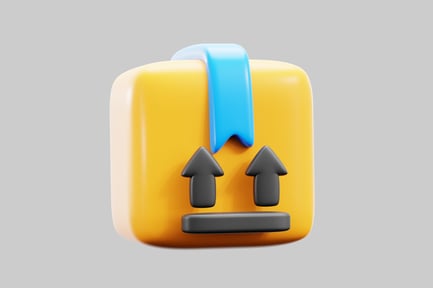 Vorschau: Cartoon-Versandkarton mit Pfeilen