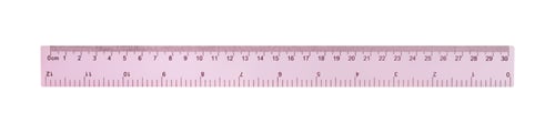Preview: Plastic pink ruler isolated on white, top view