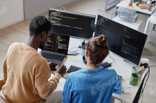 Preview: Colleagues developing security codes in team