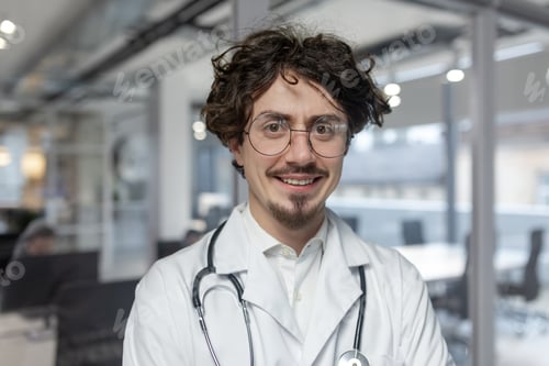 Preview: Doctor With Stethoscope in Medical Office