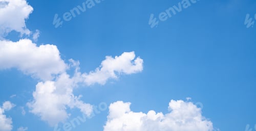 Preview: Beautiful blue sky and white cumulus clouds abstract background. Cloudscape background. Blue sky