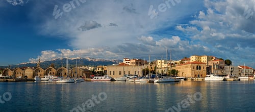 Preview: Yachts and boats in picturesque old port of Chania, Crete island. Greece