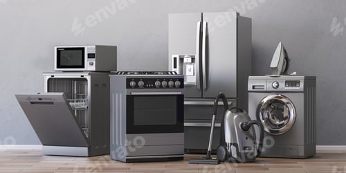 Preview: Home appliances. Household kitchen technics in appartments.
