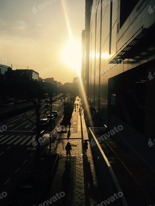 Preview: Golden hour shadows in central Tokyo.