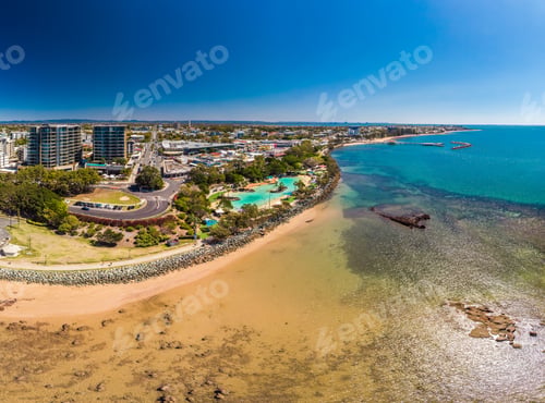 Preview: Aerial drone view of Settlement Cove Lagoon, Redcliffe, Australi