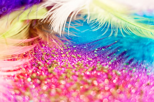 Preview: macro shot of feather and glitter
