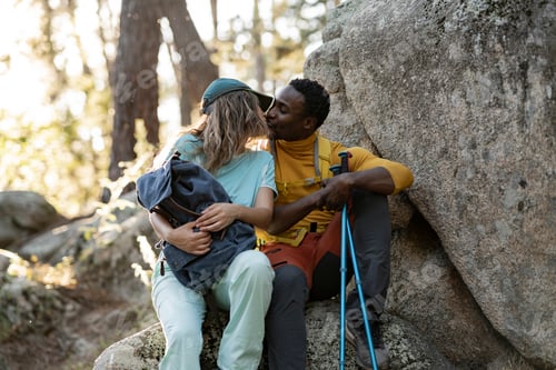 Preview: Intimate Moment Between Hiking Couple in the Wilderness