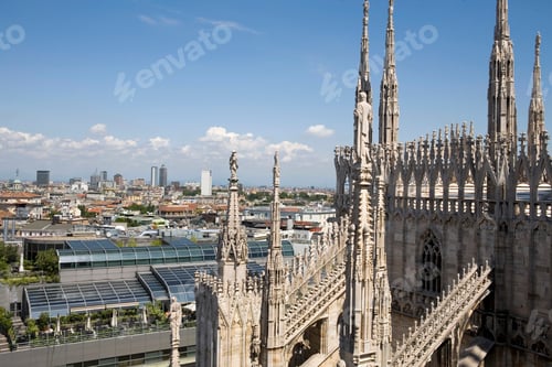 Preview: Milan cathedral and cityscape, Milan, Lombardy, Italy