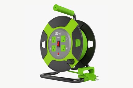 Preview: 80ft Outdoor Power Cord Reel with Four Sockets