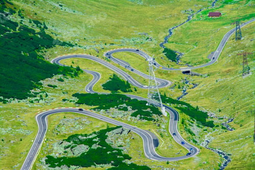 Preview: Aerial view of Transfagarasan road from Fagaras mountains Romania