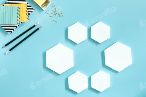 Preview: Bright and colorful composition of creative worspace