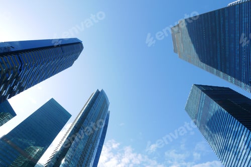 Preview: low angle view of singapore city buildings.