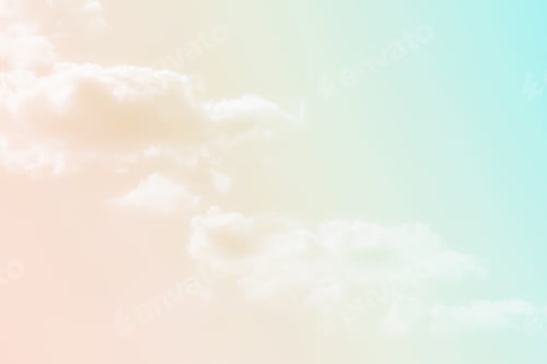 Visualização: Laranja pastel, rosa, verde, azul, amarelo, céu com nuvem fofa. Plano de fundo do Cloudscape
.