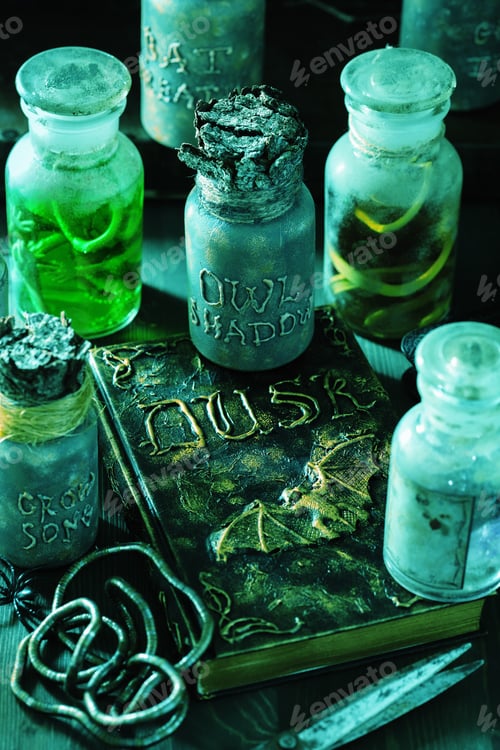 Preview: witch apothecary jars magic potions halloween decoration