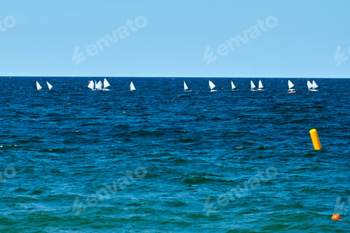 Preview: Blue sea sailing regatta, nautical spectacle sport sailing competition among yacht club