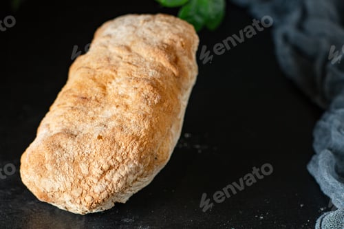Preview: Ciabatta Fresh Bread Yeast-Free Sourdough Or Yeast Dough Pore Structure On The Table Healthy Snack