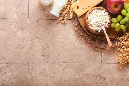 Preview: Rustic Dairy Produce Still Life Flat Lay