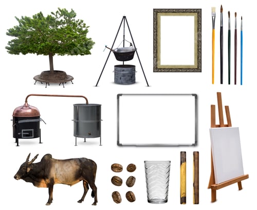 Preview: Group of various object isolated on the white