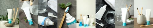 Preview: Collage of photos of dental care accessories
