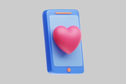 Preview: Blue phone with pink heart