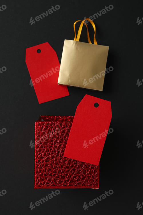 Preview: Black friday label, tag on dark background.