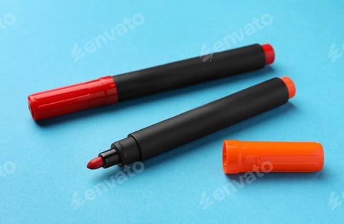 Preview: Bright color markers on light blue background
