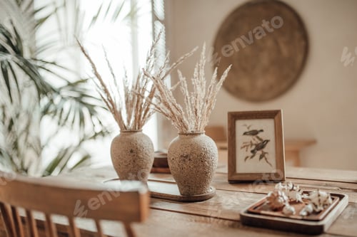 Preview: Rustic Home Decor with Vases and Dried Flowers