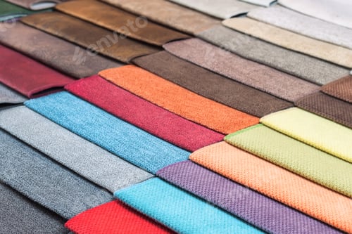 Preview: Color samples of the upholstery fabric in the assortment. palette of fabrics of various colors