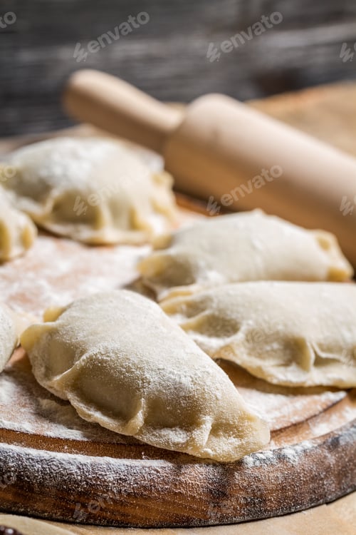 Preview: Closeup of
freshly homemade dumplings