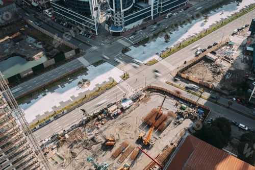 Preview: Development Multistorey Residential Building construction area. development on construction site